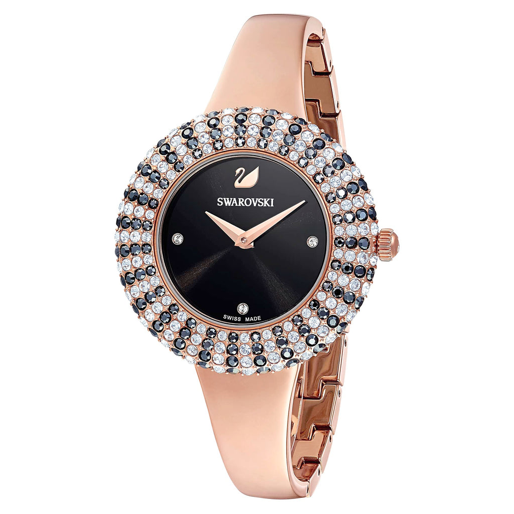 Swarovski Crystal Rose Black Dial Rose Gold Steel Strap Watch for Women - 5484050 Buy Now By Swarovski