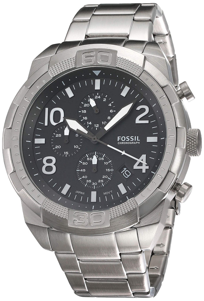 Fossil Bronson Chronograph Black Dial Silver Steel Strap Watch for Men - FS5710 Buy Now By Fossil