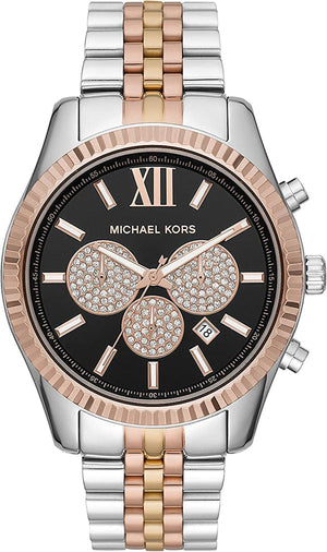 Michael Kors Lexington Chronograph Crystals Black Dial Two Tone Steel Strap Watch for Men - MK8714 Buy Now By Michael Kors