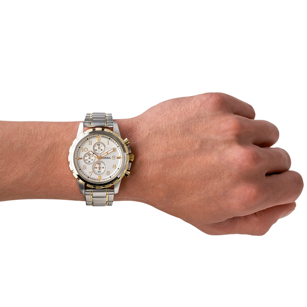 Fossil Dean Chronograph White Dial Silver Steel Strap Watch for Men - FS4795 Buy Now By Fossil