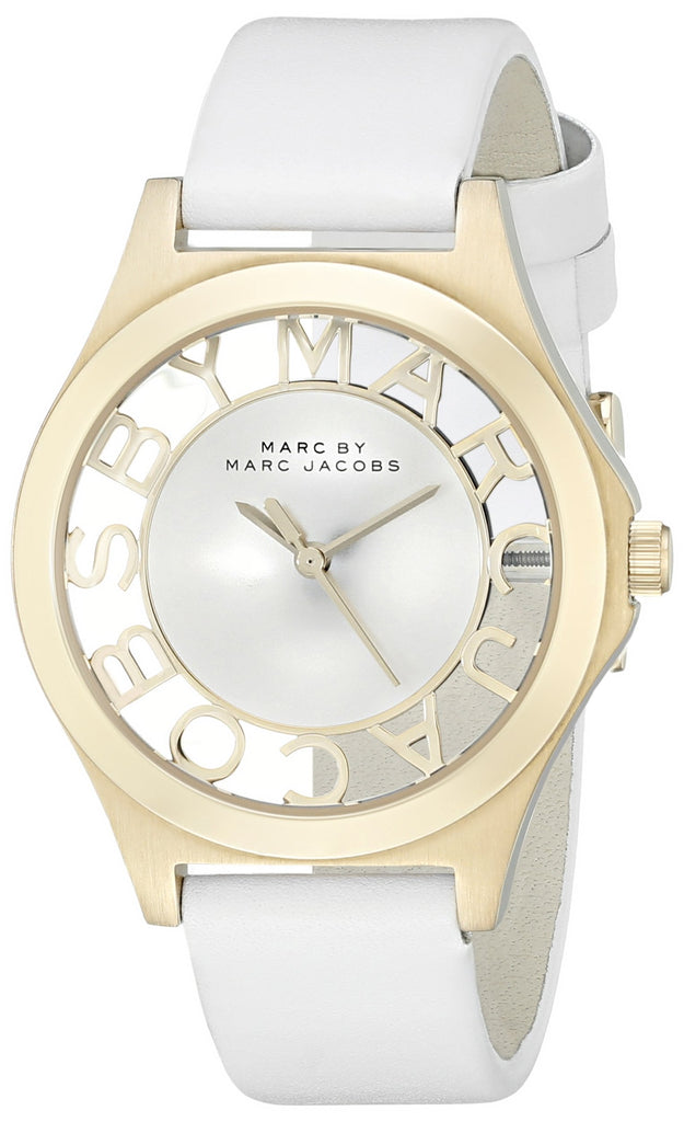 Marc Jacobs Henry Skeleton White Dial White Leather Strap Watch for Women - MBM1339 Buy Now By Marc Jacobs