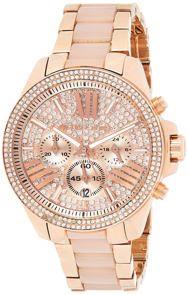 Michael Kors Wren Crystals Rose Gold Dial Rose Gold Steel Strap Watch for Women - MK6096 Buy Now By Michael Kors