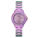 Guess Crown Jewel Diamonds Purple Dial Purple Steel Strap Watch for Women - GW0410L4 Buy Now By Guess