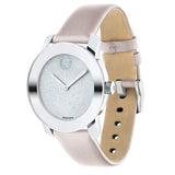 Movado Bold Glitter Silver Dial Pink Leather Strap Watch For Women - 3600522 Buy Now By Movado