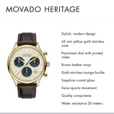 Movado Heritage Chronograph White Black Leather Strap Watch for Men - 3650007 Buy Now By Movado