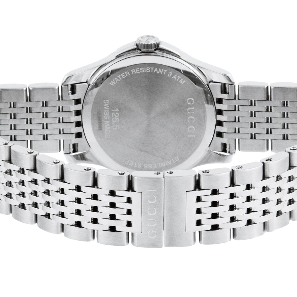 Gucci G Timeless Diamonds Mother of Pearl Dial Silver Steel Strap Watch For Women - YA126506 Buy Now By Gucci