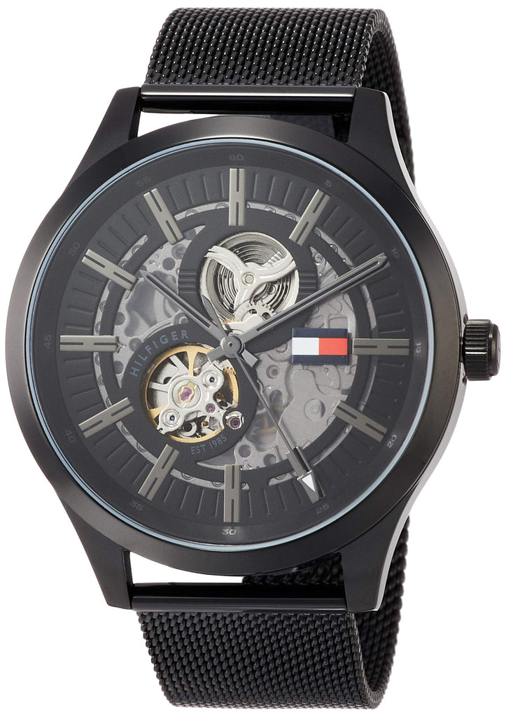 Tommy Hilfiger Spencer Skeleton Black Dial Black Mesh Bracelet Watch for Men - 1791644 Buy Now By Tommy Hilfiger