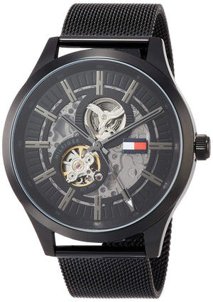 Tommy Hilfiger Spencer Skeleton Black Dial Black Mesh Bracelet Watch for Men - 1791644 Buy Now By Tommy Hilfiger