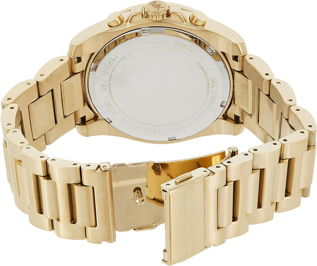 Michael Kors Brecken Chronograph Quartz Black Dial Gold Steel Strap Watch For Men - MK8481 Buy Now By Michael Kors