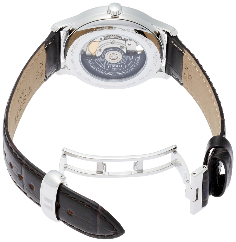 Tissot T Classic Tradition Powermatic 80 Open Heart Silver Dial Brown Leather Strap Watch for Men - T063.907.16.038.00 Buy Now By Tissot