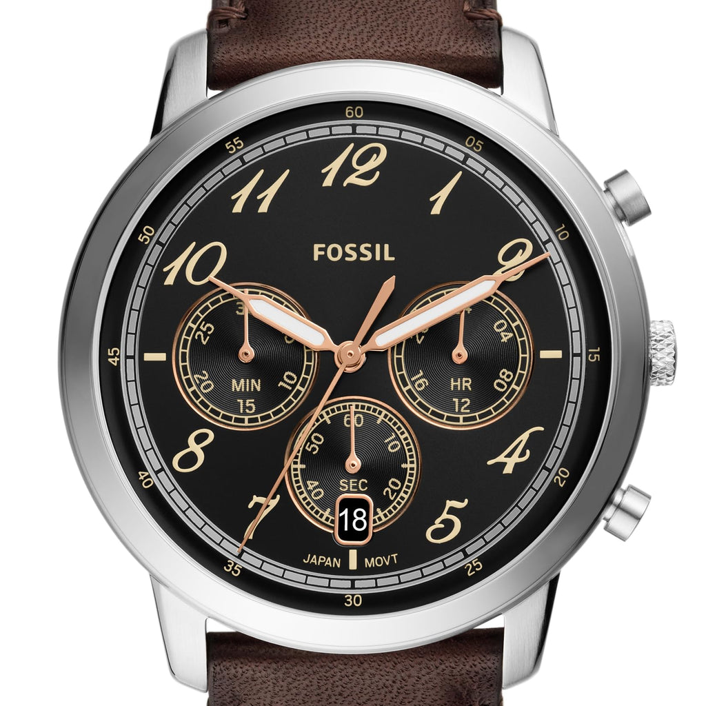 Fossil Neutra Chronograph Black Dial Brown Leather Strap Watch for Men - FS6024 Buy Now By Fossil