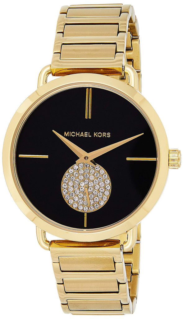 Michael Kors Portia Black Dial Gold Steel Strap Watch for Women - MK3788 Buy Now By Michael Kors