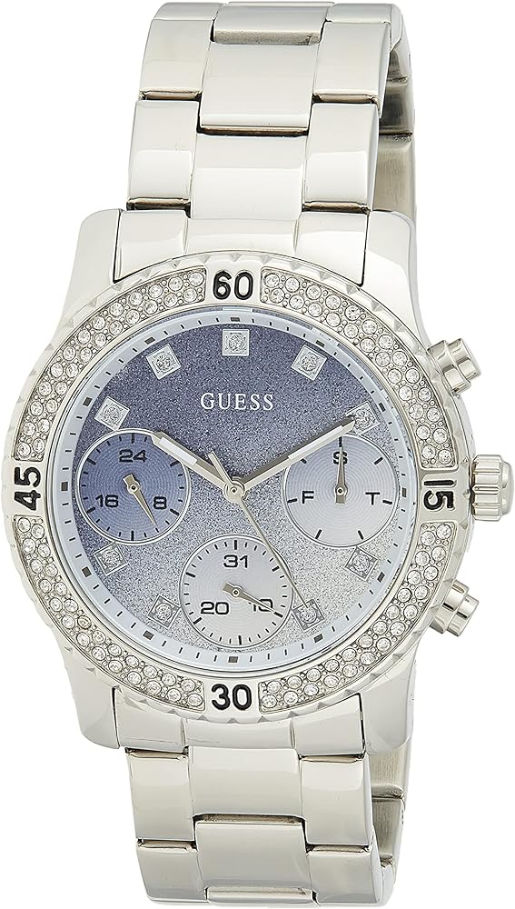 Guess Confetti Diamonds Blue Dial Silver Steel Strap Watch for Women - W0774L6 Buy Now By Guess