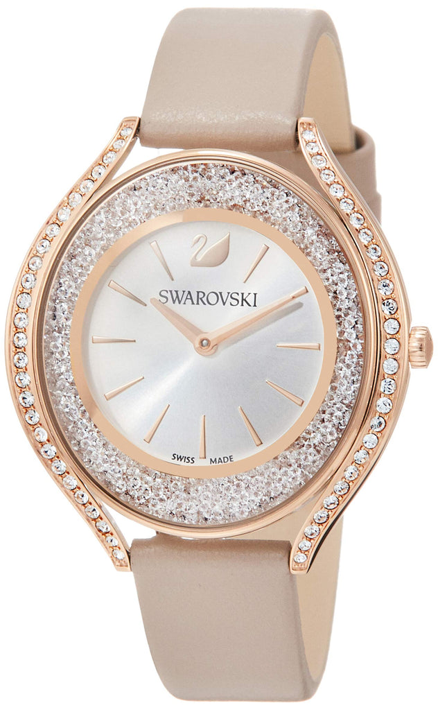 Swarovski Crystalline Aura Silver Dial Beige Leather Strap Watch for Women - 5519450 Buy Now By Swarovski