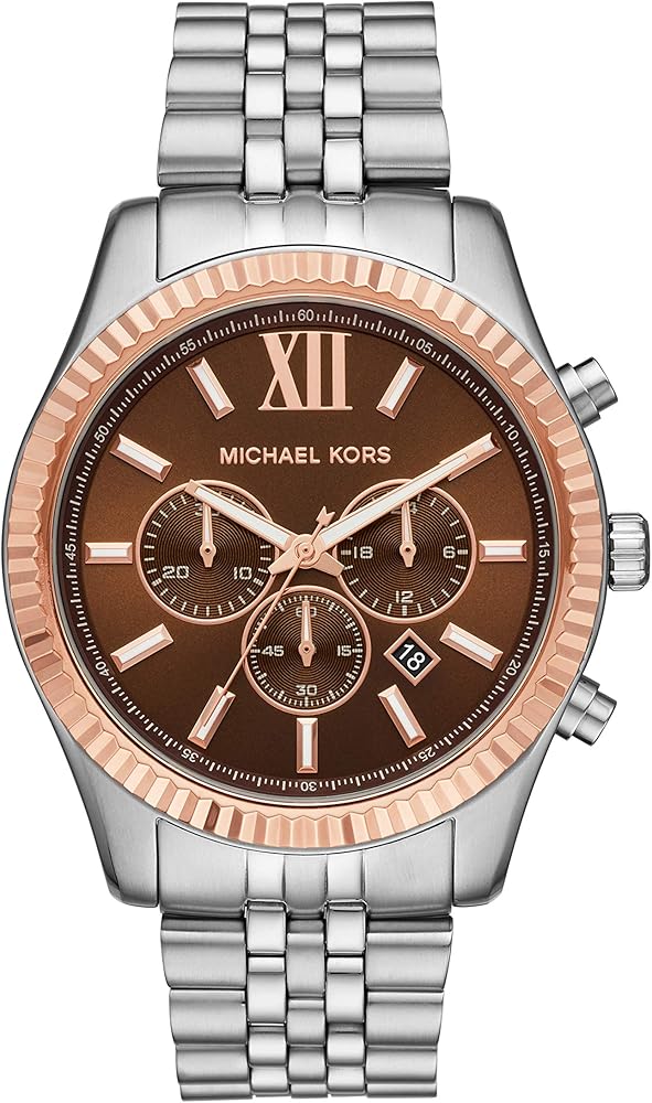 Michael Kors Lexington Chronograph Brown Dial Silver Steel Strap Watch For Men - MK8732 Buy Now By Michael Kors