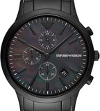 Emporio Armani Renato Chronograph Mother of Pearl Black Dial Black Steel Strap Watch For Men - AR11275 Buy Now By Emporio Armani