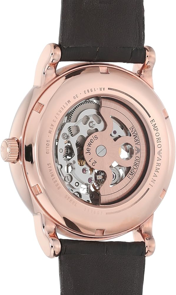 Emporio Armani Luigi Skeleton Silver Dial Black Leather Strap Watch For Men - AR60007 Buy Now By Emporio Armani