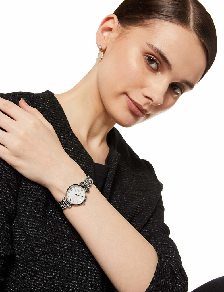 Emporio Armani Donna Mother of Pearl Dial Silver Steel Strap Watch For Women - AR11204 Buy Now By Emporio Armani