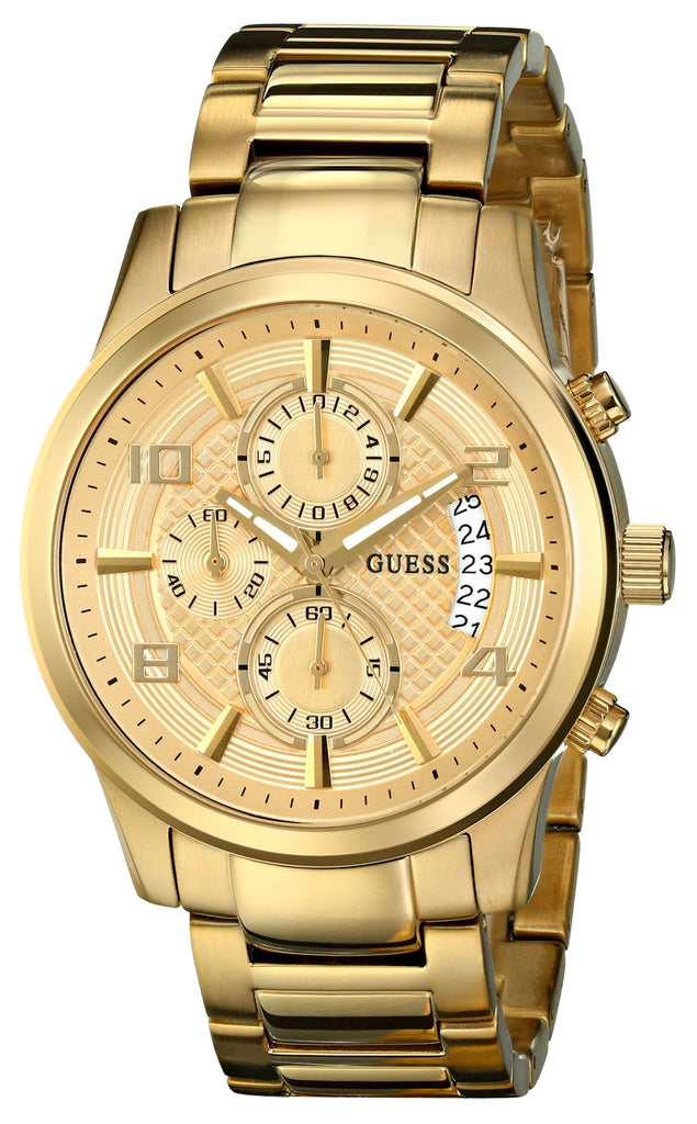 Guess Analog Chronograph Gold Dial Gold Steel Strap Watch for Men - W0075G5 Buy Now By Guess