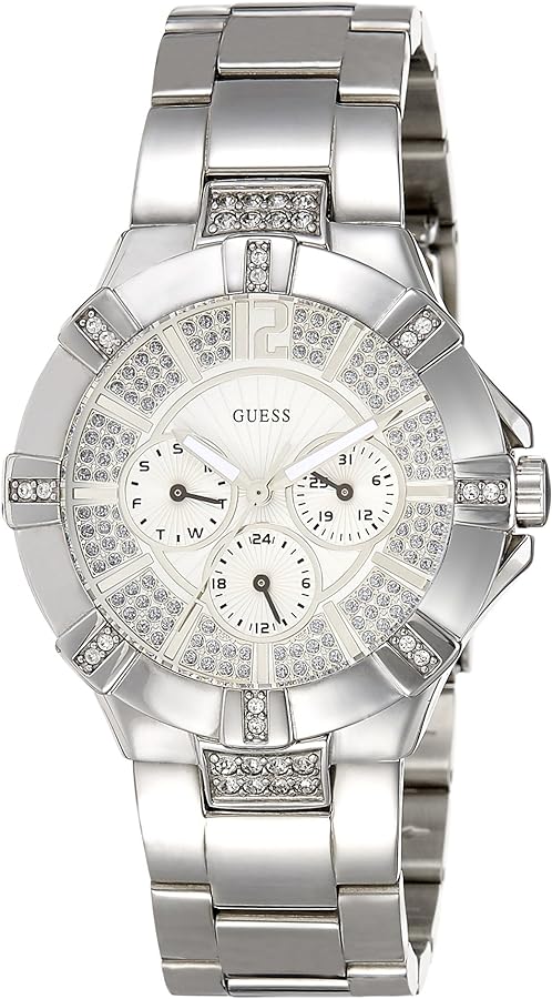 Guess Vista Diamonds Silver Dial Silver Steel Strap Watch for Women - W12080L1 Buy Now By Guess