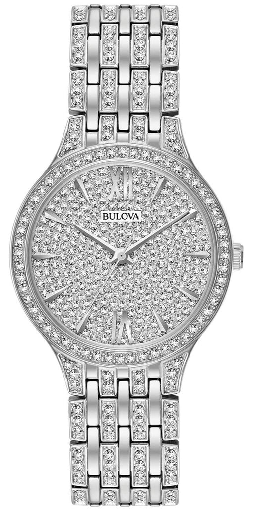 Bulova Crystal Collection Silver Dial Silver Steel Strap Watch for Women - 96L243 Buy Now By Bulova