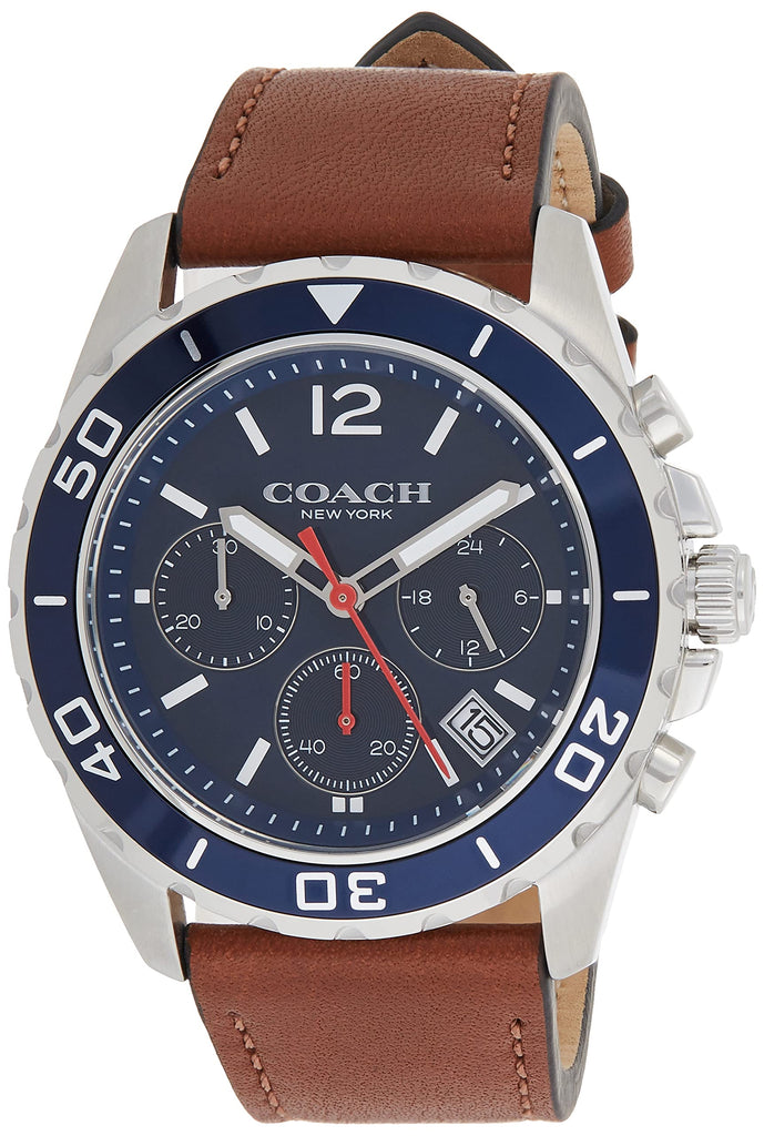 Coach Kent Chronograph Blue Dial Brown Leather Strap Watch for Men - 14602560 Buy Now By Coach