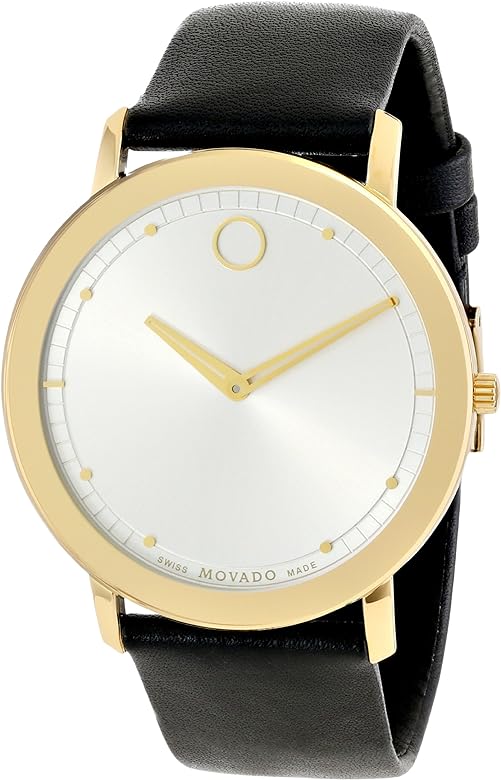 Movado TC Silver Dial Black Leather Strap Watch For Men - 606695 Buy Now By Movado