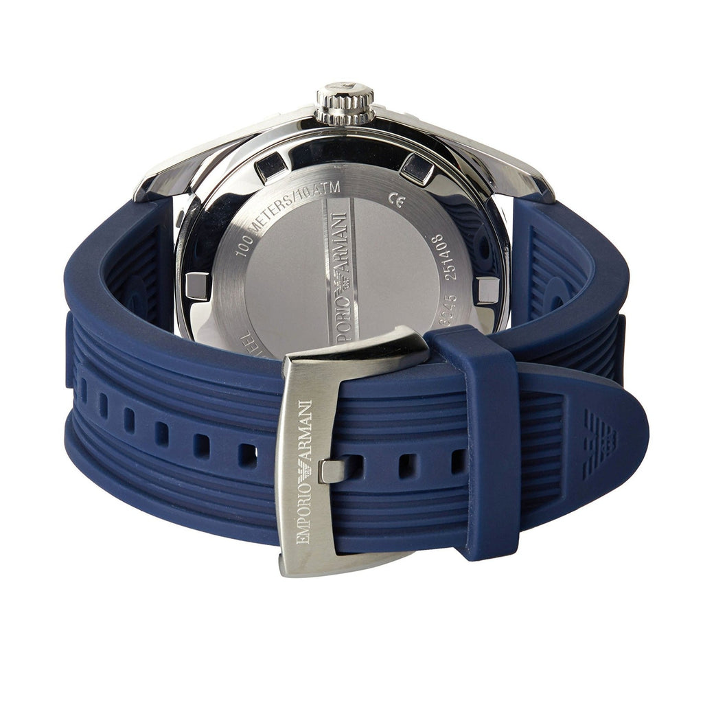 Emporio Armani Sportivo Chronograph Quartz Blue Dial Blue Rubber Strap Watch For Men - AR6045 Buy Now By Emporio Armani