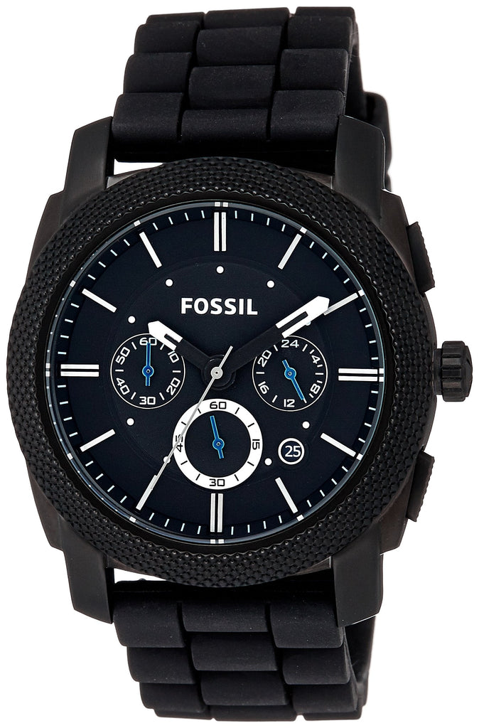 Fossil Machine Chronograph Black Dial Black Silicone Strap Watch for Men - FS4487 Buy Now By Fossil