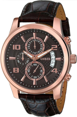 Guess Exec Chronograph Brown Dial Brown Leather Strap Watch For Men - W0076G4 Buy Now By Guess