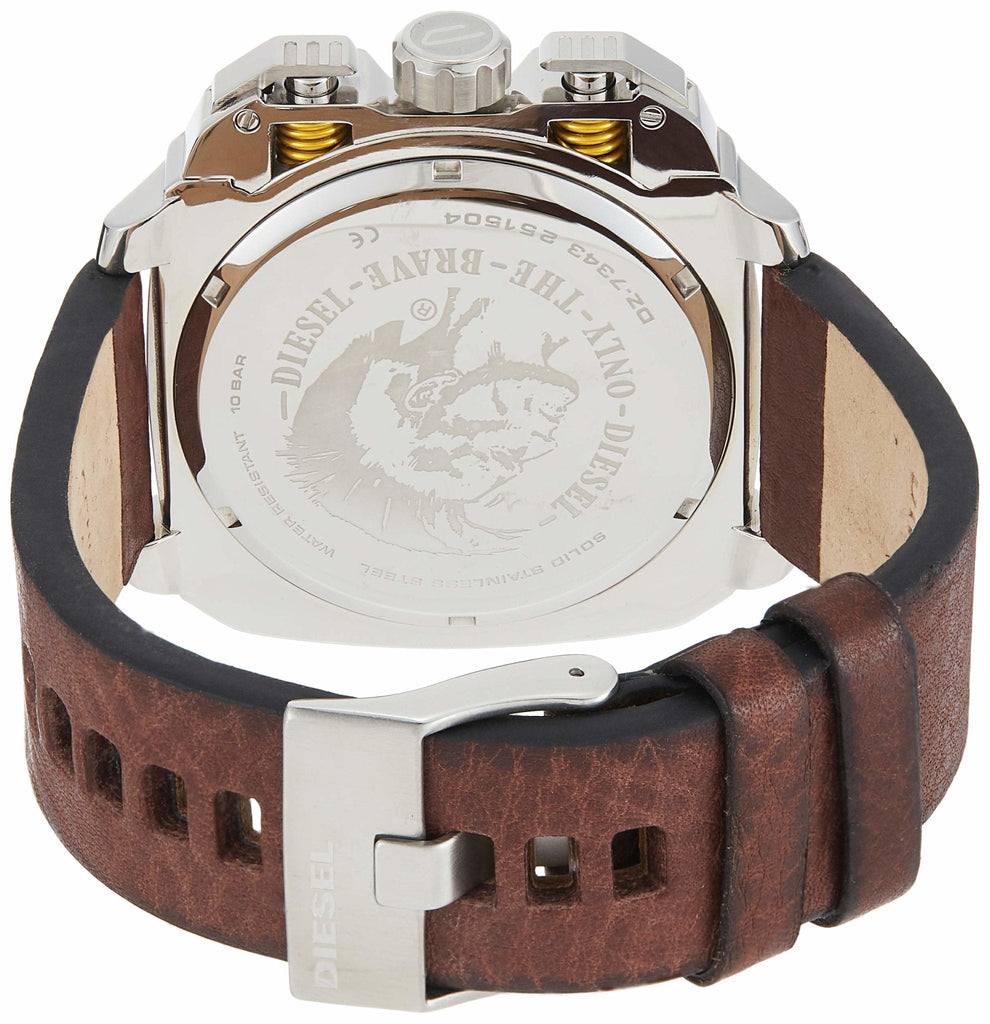Diesel BAMF Chronograph Beige Dial Brown Leather Strap Watch For Men - DZ7343 Buy Now By Diesel