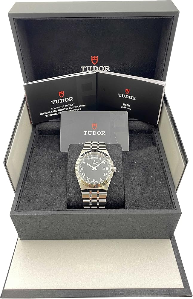 Tudor Royal Automatic Black Dial Silver Steel Strap Watch for Men - M28600-0003