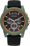 Armani Exchange Outerbanks Chronograph Black Dial Black Silicone Strap Watch For Men - AX1348 Buy Now By Armani Exchange