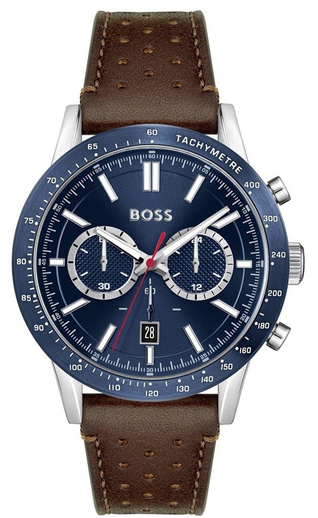 Hugo Boss Allure Blue Dial Brown Leather Strap Watch for Men - 1513921 Buy Now By Hugo Boss