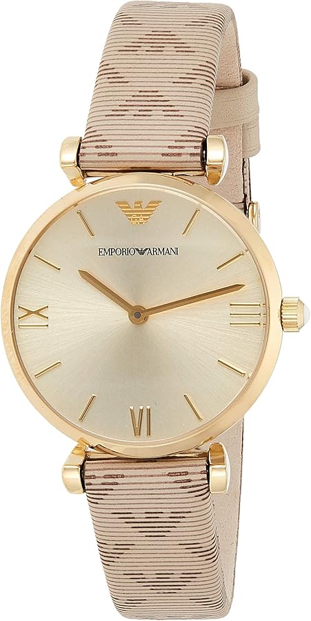 Emporio Armani Gianni T Bar Analog Silver Dial Beige Leather Strap Watch For Women - AR11127 Buy Now By Emporio Armani