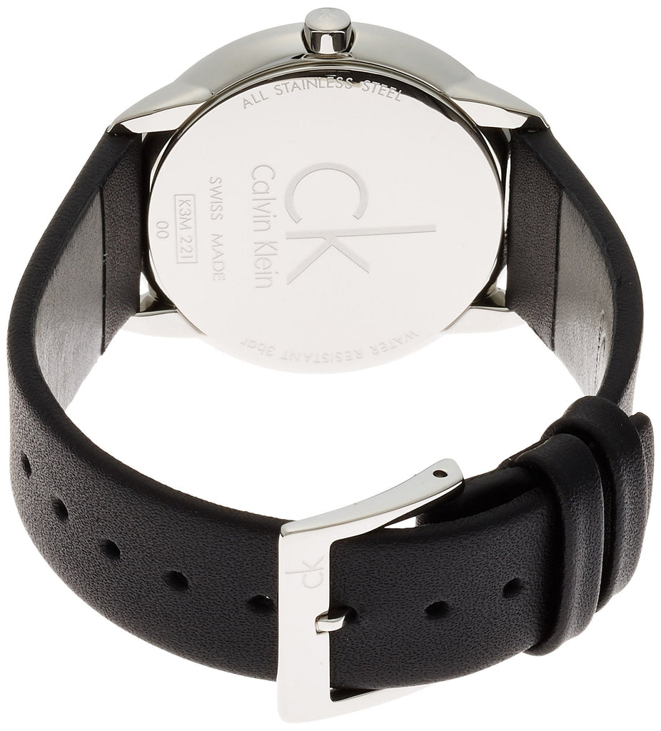 Calvin Klein Minimal Silver Dial Black Leather Strap Watch for Women - K3M221C6 Buy Now By Calvin Klein