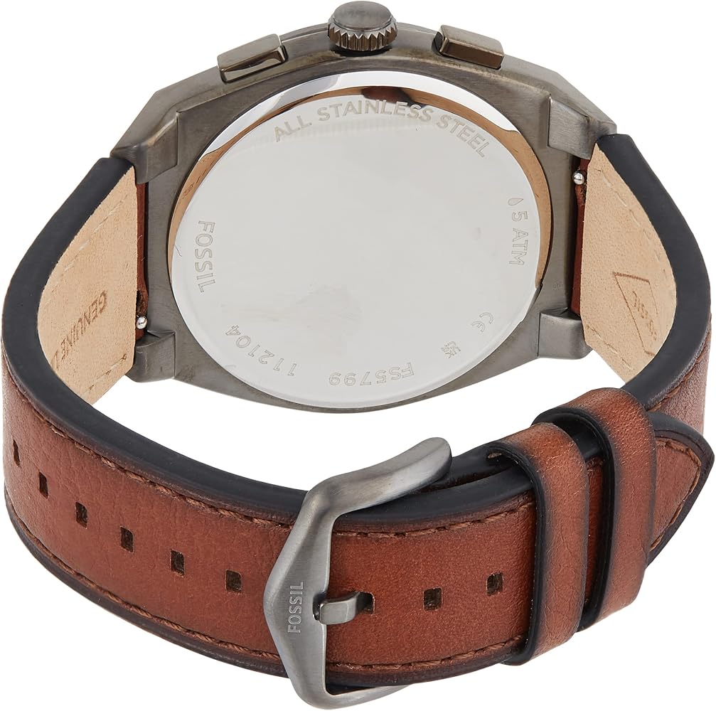 Fossil Everett Chronograph Grey Dial Brown Leather Strap Watch for Men - FS5799 Buy Now By Fossil