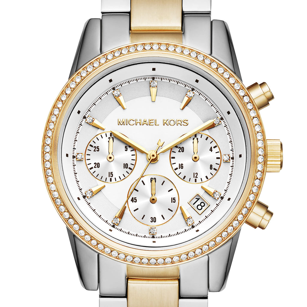 Michael Kors Ritz White Dial Two Tone Steel Strap Watch for Women - MK6474 Buy Now By Michael Kors