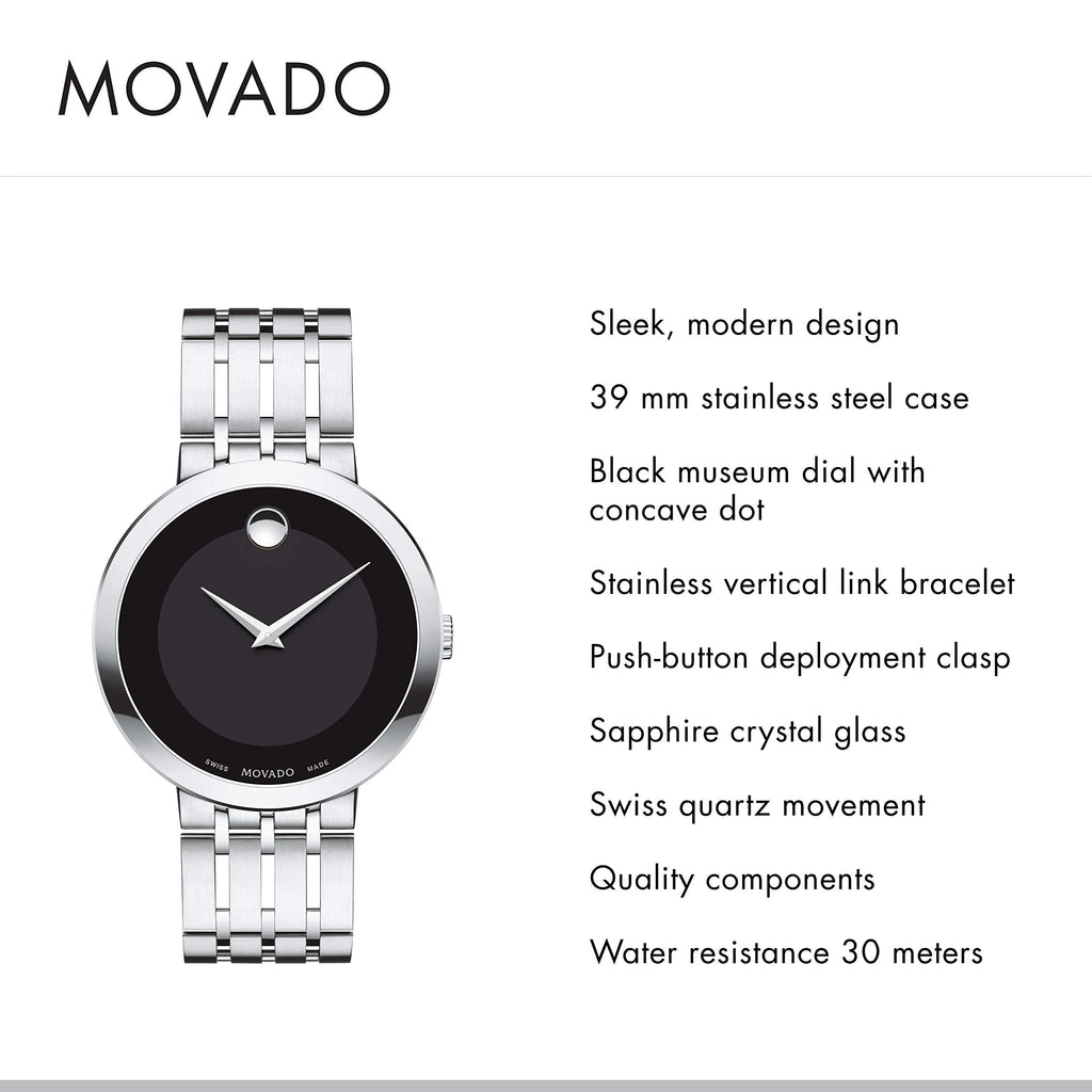 Movado Esperanza 39mm Black Dial Silver Steel Strap Watch For Men - 0607057 Buy Now By Movado