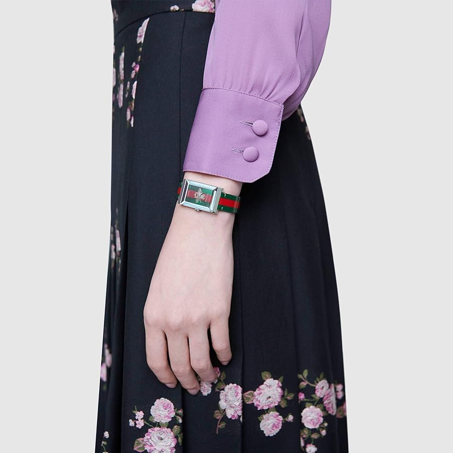 Gucci G Frame Quartz Green & Red Mother of Pearl Dial Multicolor Leather Strap Watch For Women - YA147408 Buy Now By Gucci