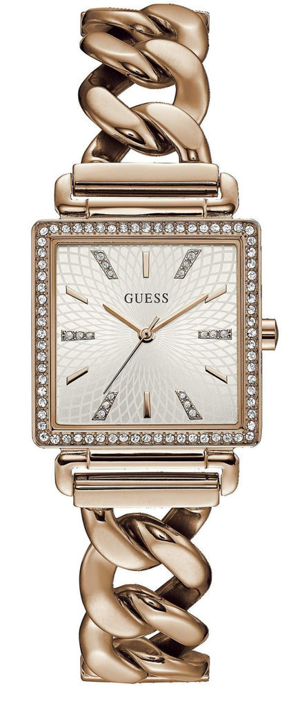Guess Vanity Diamonds Silver Dial Gold Steel Strap Watch for Women - W1030L4 Buy Now By Guess