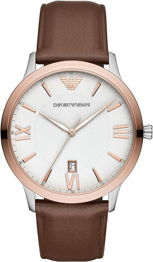 Emporio Armani Giovanni Quartz White Dial Brown Leather Strap Watch For Men - AR11211 Buy Now By Emporio Armani