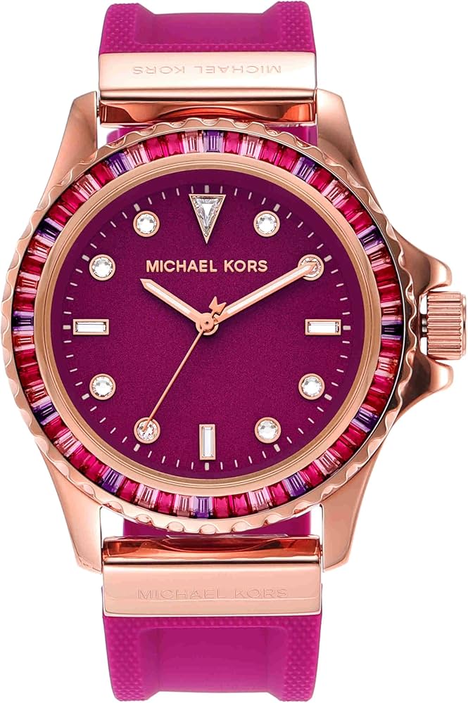 Michael Kors Everest Pave Crystals Pink Dial Pink Rubber Strap Watch for Women - MK7441 Buy Now By Michael Kors