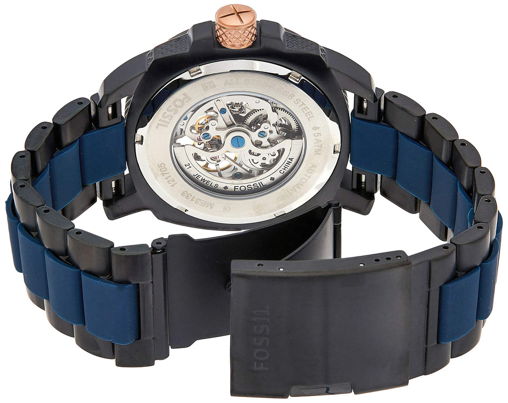 Fossil Modern Machine Automatic Skeleton Blue Dial Two Tone Steel Strap Watch for Men - ME3133 Buy Now By Fossil