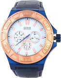 Guess Force Multi Function White Dial Blue Leather Strap Watch For Men - W0674G7 Buy Now By Guess