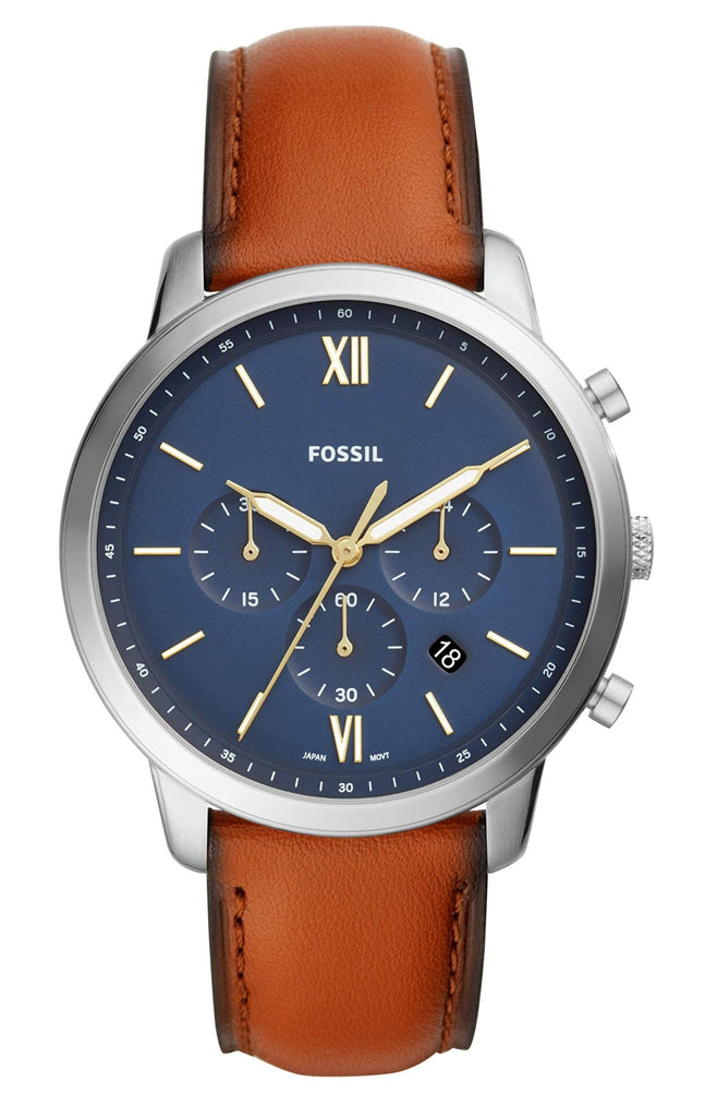 Fossil Neutra Chronograph Blue Dial Brown Leather Strap Watch for Men - FS5453 Buy Now By Fossil