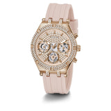 Guess Heiress Diamonds Rose Gold Dial Pink Rubber Strap Watch for Women - GW0407L3 Buy Now By Guess
