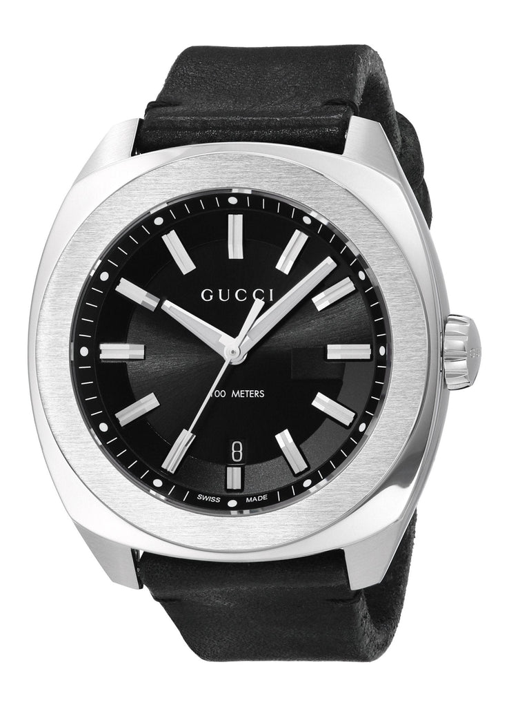 Gucci GG2570 Black Dial Black Leather 44mm Watch For Men - YA142208 Buy Now By Gucci