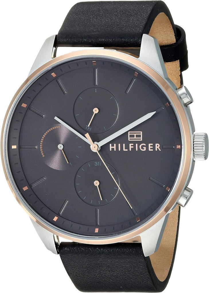 Tommy Hilfiger Chase Chronograph Quartz Grey Dial Black Leather Strap Watch For Men - 1791488 Buy Now By Tommy Hilfiger