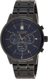 Tommy Hilfiger Kyle Quartz Blue Dial Black Steel Strap Watch for Men - 1791633 Buy Now By Tommy Hilfiger